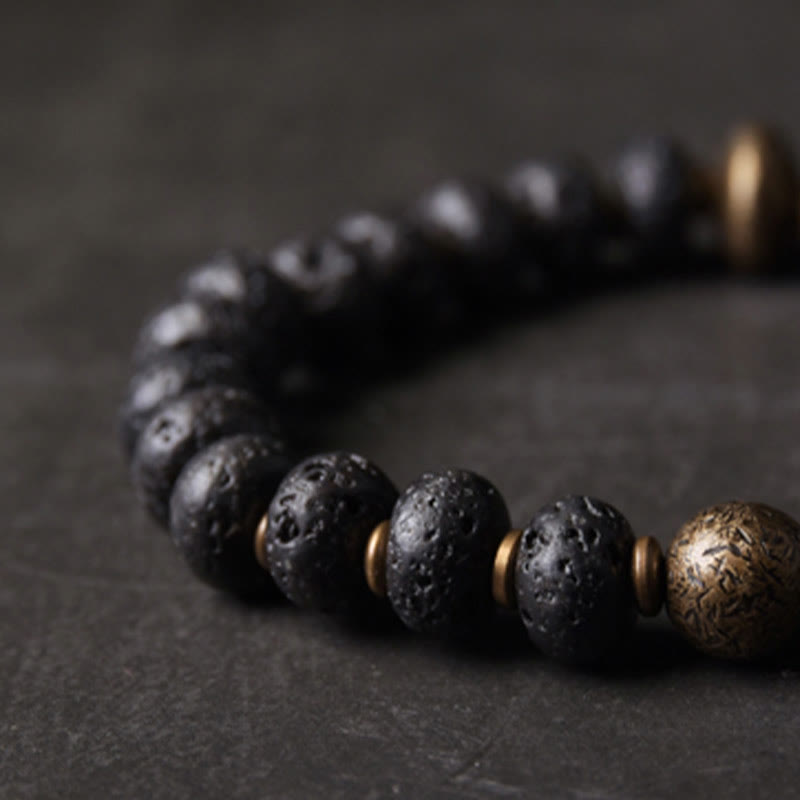 Foviel Lava Rock Perlen Adsorbieren negative Energie Kupfer Armband