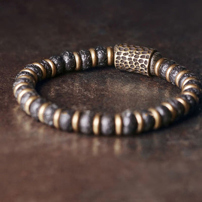 Foviel Vintage Lava Rock Beads Calm Copper Bracelet