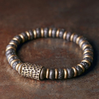Foviel Vintage Lava Rock Beads Calm Copper Bracelet