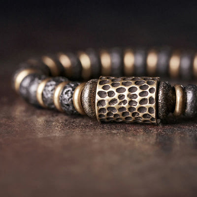 Foviel Vintage Lava Rock Beads Calm Copper Bracelet