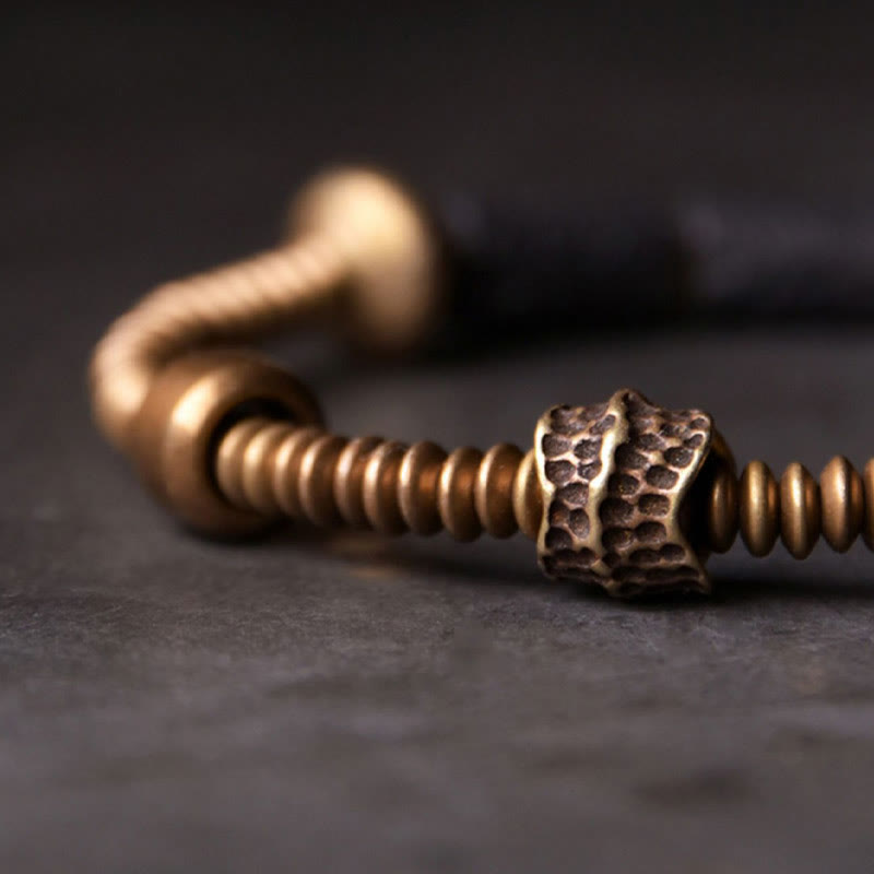 Foviel Luck Wealth Black Lava Rock Beads Copper Bracelet