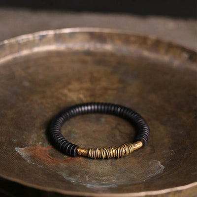 Foviel Calm Tibetan Ebony Wood Copper Bracelet