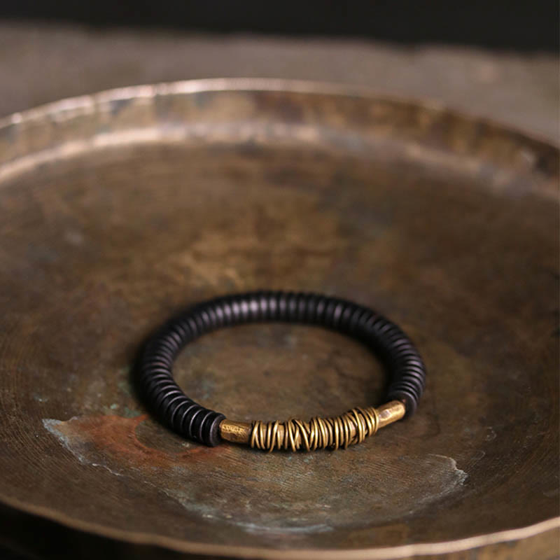 Foviel Calm Tibetan Ebony Wood Copper Bracelet