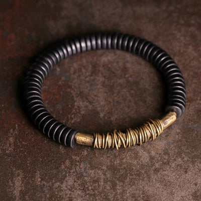 Foviel Calm Tibetan Ebony Wood Copper Bracelet