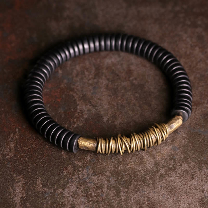 Foviel Calm Tibetan Ebony Wood Copper Bracelet