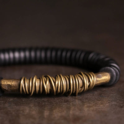Foviel Calm Tibetan Ebony Wood Copper Bracelet