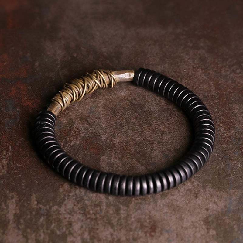 Foviel Calm Tibetan Ebony Wood Copper Bracelet