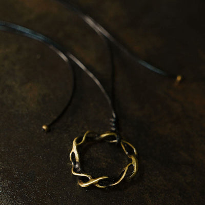 Foviel Vintage Copper Brass Luck Handmade Necklace Pendant