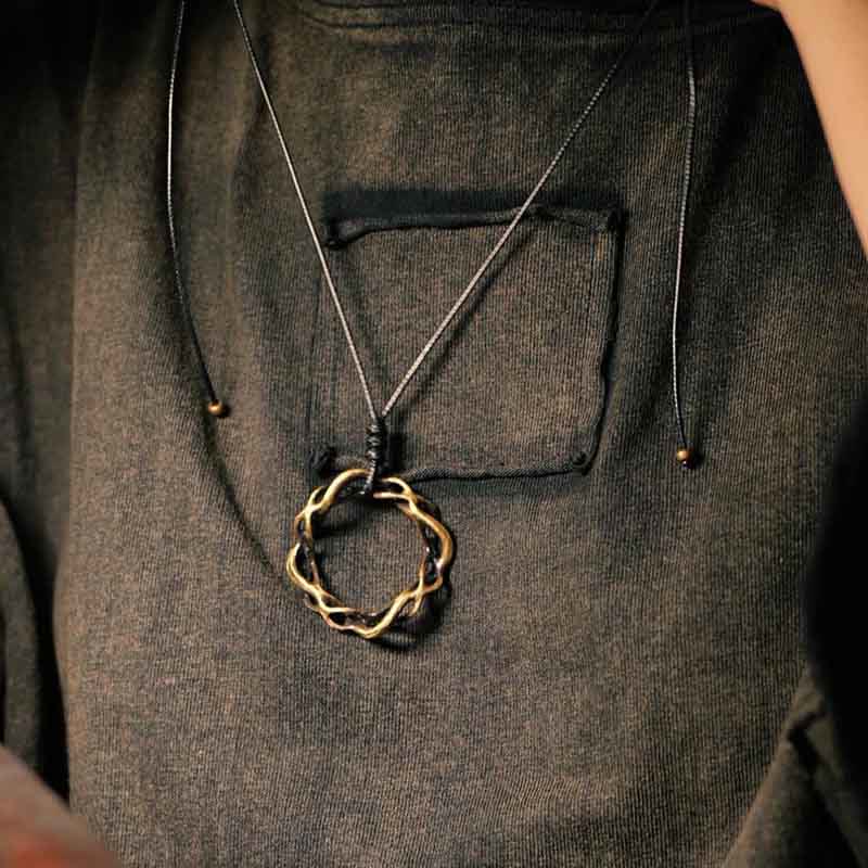 Foviel Vintage Copper Brass Luck Handmade Necklace Pendant