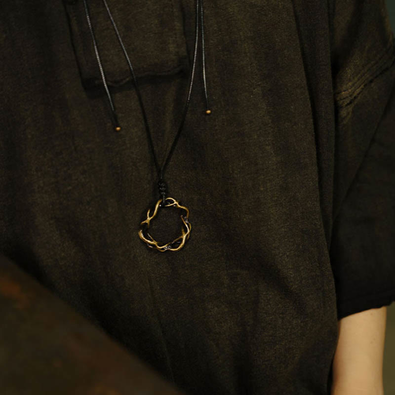Foviel Vintage Copper Brass Luck Handmade Necklace Pendant