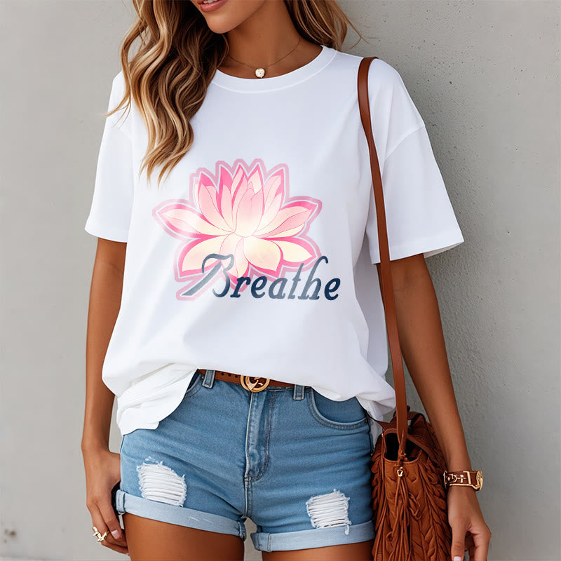 T-shirt Foviel BREATHE motif fleur de lotus