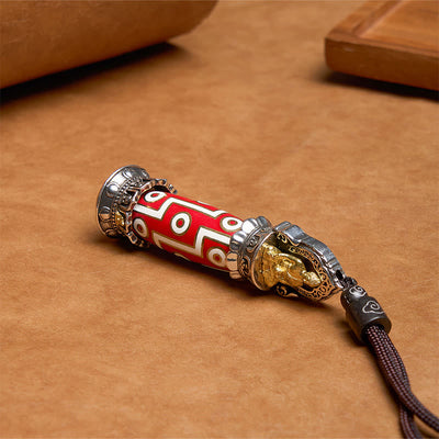 Pendentif de collier de protection perle Dzi à neuf yeux de médecine bouddhiste tibétaine Foviel