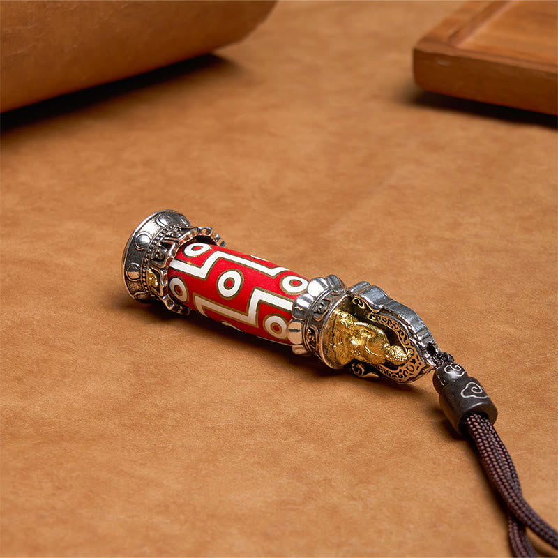 Pendentif de collier de protection perle Dzi à neuf yeux de médecine bouddhiste tibétaine Foviel