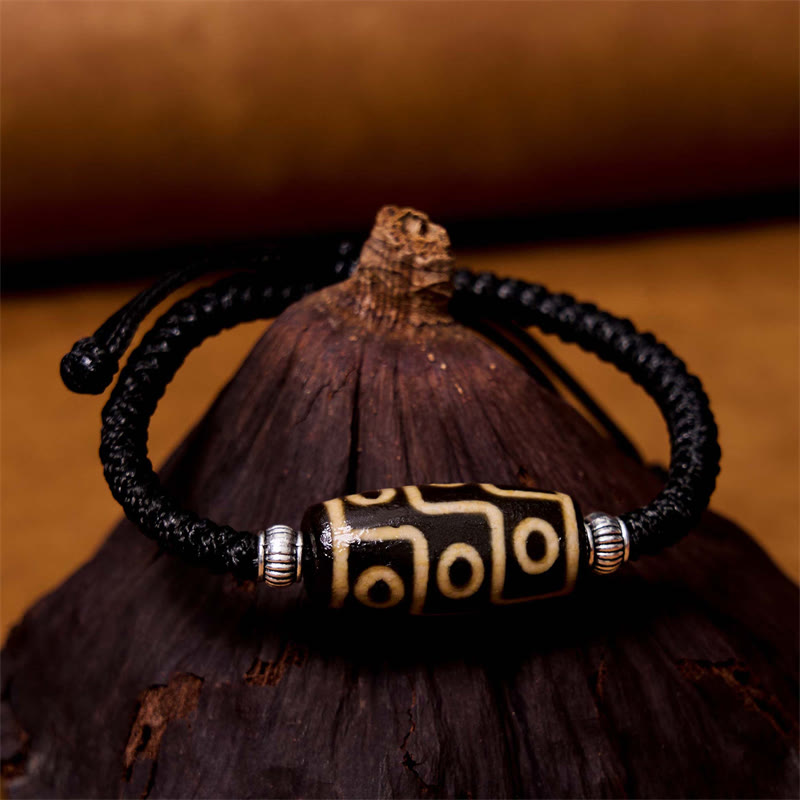 Foviel Tibetan Nine-Eye Dzi Bead Three-eyed Dzi Bead Wealth Protection Rope Bracelet