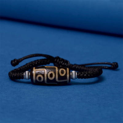 Foviel Tibetan Nine-Eye Dzi Bead Three-eyed Dzi Bead Wealth Protection Rope Bracelet
