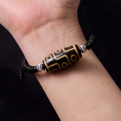 Foviel Tibetan Nine-Eye Dzi Bead Three-eyed Dzi Bead Wealth Protection Rope Bracelet