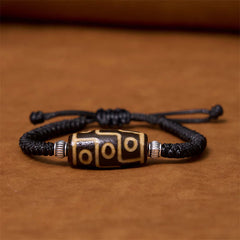 Foviel Tibetan Nine-Eye Dzi Bead Three-eyed Dzi Bead Wealth Protection Rope Bracelet
