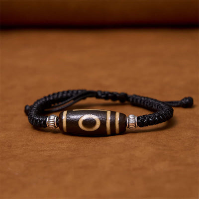 Foviel Tibetan Nine-Eye Dzi Bead Three-eyed Dzi Bead Wealth Protection Rope Bracelet