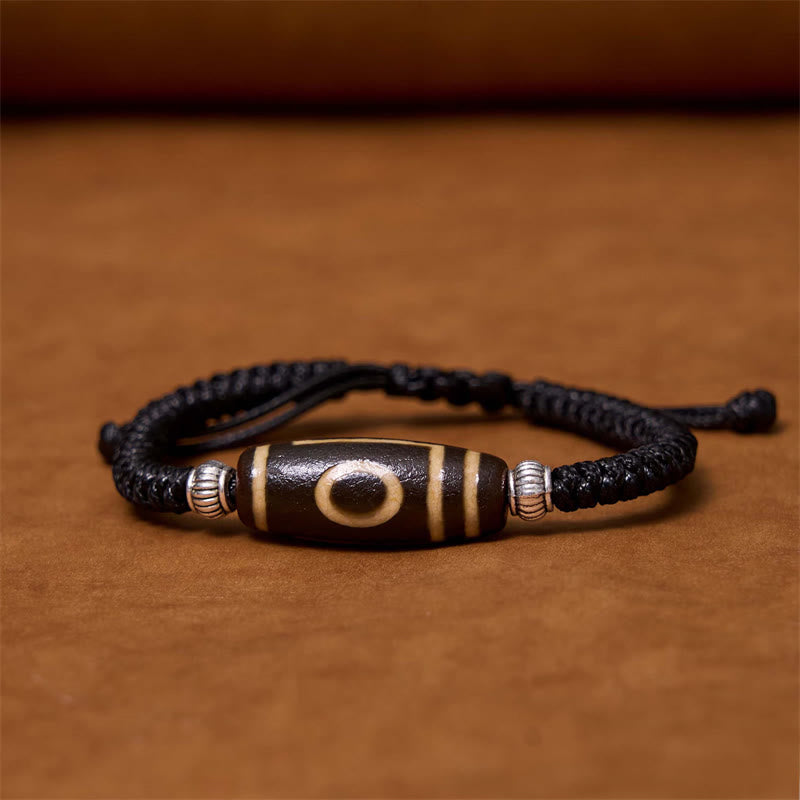 Foviel Tibetan Nine-Eye Dzi Bead Three-eyed Dzi Bead Wealth Protection Rope Bracelet
