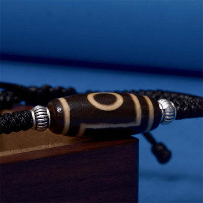 Foviel Tibetan Nine-Eye Dzi Bead Three-eyed Dzi Bead Wealth Protection Rope Bracelet