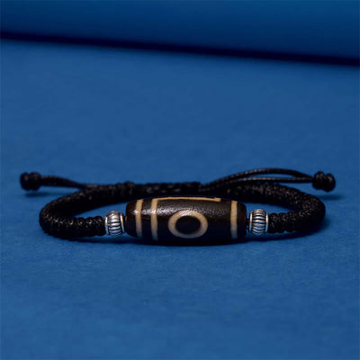 Foviel Tibetan Nine-Eye Dzi Bead Three-eyed Dzi Bead Wealth Protection Rope Bracelet
