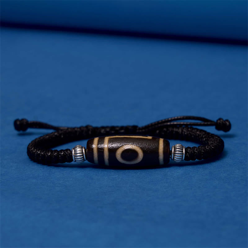 Foviel Tibetan Nine-Eye Dzi Bead Three-eyed Dzi Bead Wealth Protection Rope Bracelet