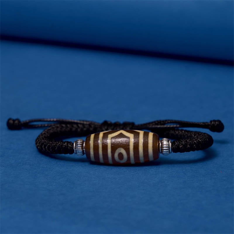 Foviel Tibetan Nine-Eye Dzi Bead Three-eyed Dzi Bead Wealth Protection Rope Bracelet