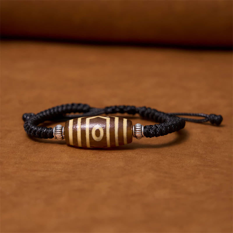 Foviel Tibetan Nine-Eye Dzi Bead Three-eyed Dzi Bead Wealth Protection Rope Bracelet