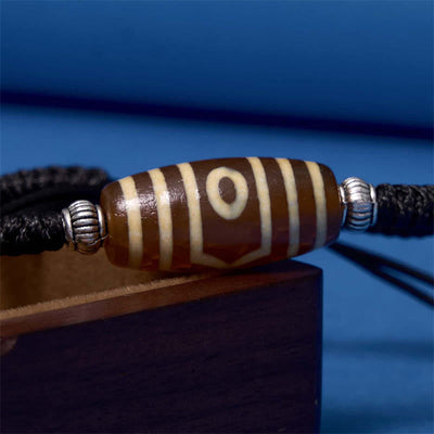Foviel Tibetan Nine-Eye Dzi Bead Three-eyed Dzi Bead Wealth Protection Rope Bracelet