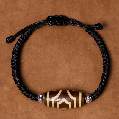 Foviel Tibetan Nine-Eye Dzi Bead Three-eyed Dzi Bead Wealth Protection Rope Bracelet