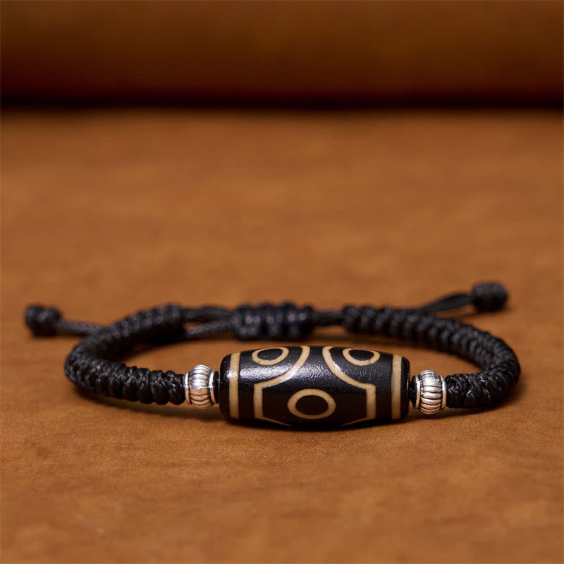 Foviel Tibetan Nine-Eye Dzi Bead Three-eyed Dzi Bead Wealth Protection Rope Bracelet