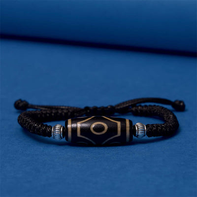Foviel Tibetan Nine-Eye Dzi Bead Three-eyed Dzi Bead Wealth Protection Rope Bracelet