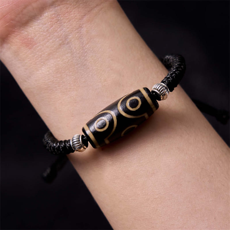 Foviel Tibetan Nine-Eye Dzi Bead Three-eyed Dzi Bead Wealth Protection Rope Bracelet