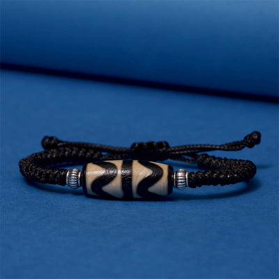 Foviel Tibetan Nine-Eye Dzi Bead Three-eyed Dzi Bead Wealth Protection Rope Bracelet