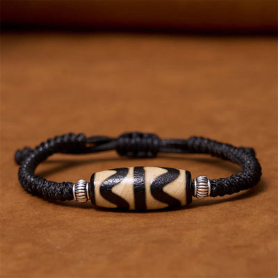 Foviel Tibetan Nine-Eye Dzi Bead Three-eyed Dzi Bead Wealth Protection Rope Bracelet