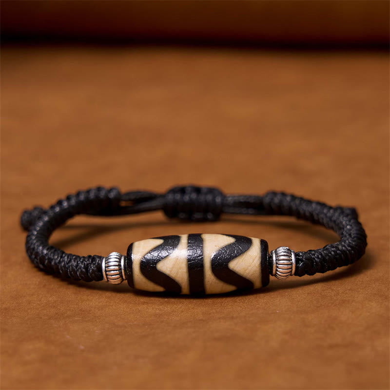 Foviel Tibetan Nine-Eye Dzi Bead Three-eyed Dzi Bead Wealth Protection Rope Bracelet