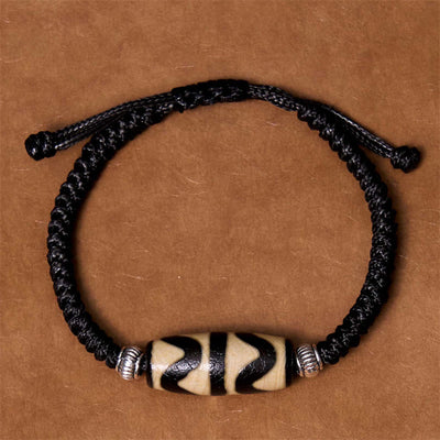 Foviel Tibetan Nine-Eye Dzi Bead Three-eyed Dzi Bead Wealth Protection Rope Bracelet