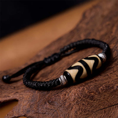 Foviel Tibetan Nine-Eye Dzi Bead Three-eyed Dzi Bead Wealth Protection Rope Bracelet