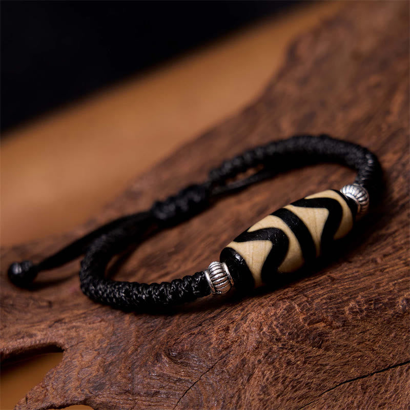 Foviel Tibetan Nine-Eye Dzi Bead Three-eyed Dzi Bead Wealth Protection Rope Bracelet