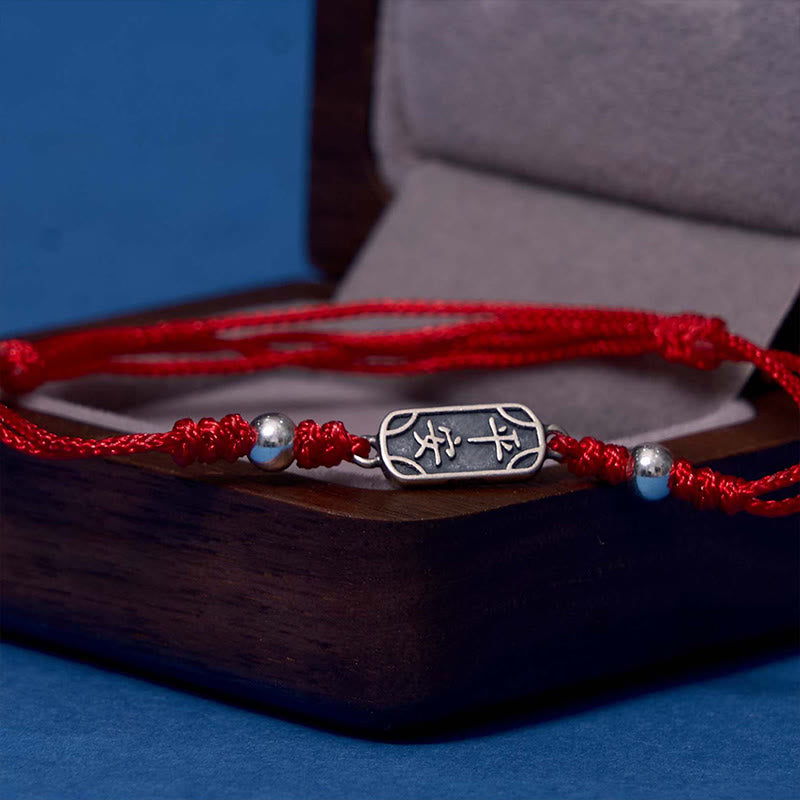Bracelet tressé Foviel fait main en argent sterling 925, symbole de paix, de joie et de protection