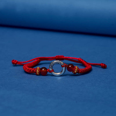 Bracelet cordon tressé de protection avec boucle de paix en cuivre plaqué argent sterling 925 Foviel