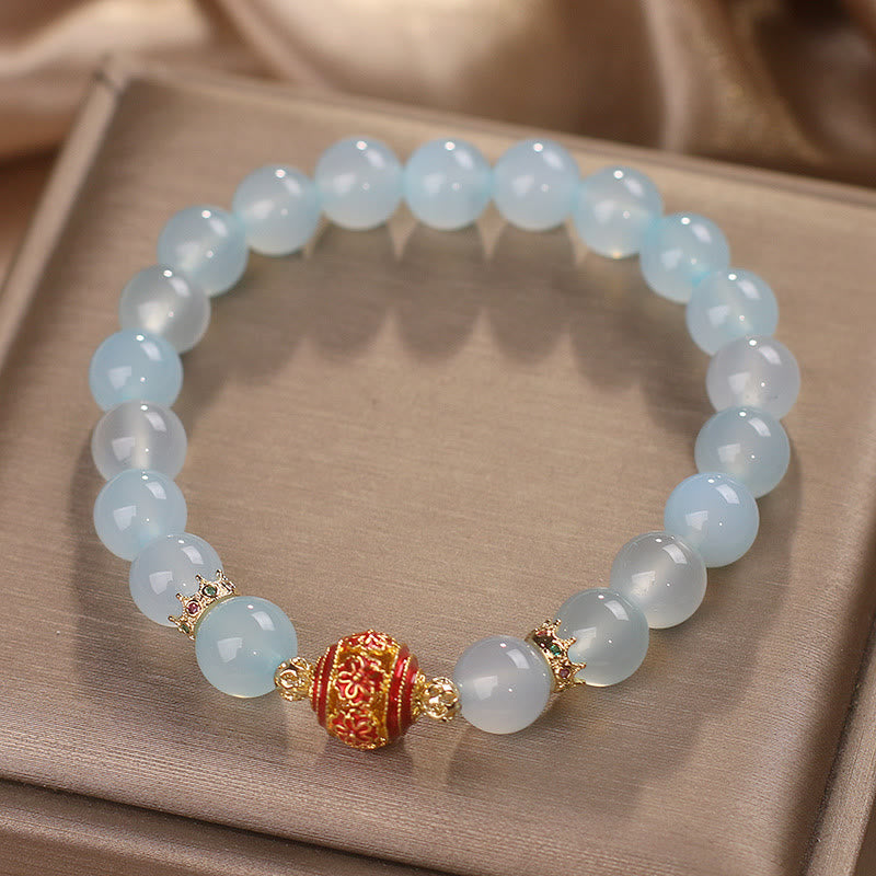 Buddha Stones Natural Aquamarine Flower Bead Healing Bracelet Bracelet BS 2