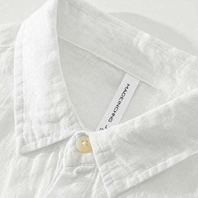 Buddha Stones Solid Color Loose Long Sleeve Half Button Shirt Linen Men Clothing - image 3