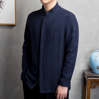Buddha Stones Solid Color Chinese Tang Suit Jacket Men Clothing - image 13