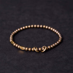 Buddha Stones Wealth Self Care Copper Brass Beads Design Couple Bracelet - Brass - 20-21cm - image 0