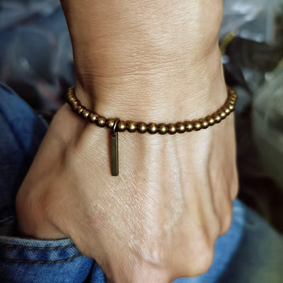 Bracelet de soin et bien-être en perles de cuivre pur et laiton Foviel
