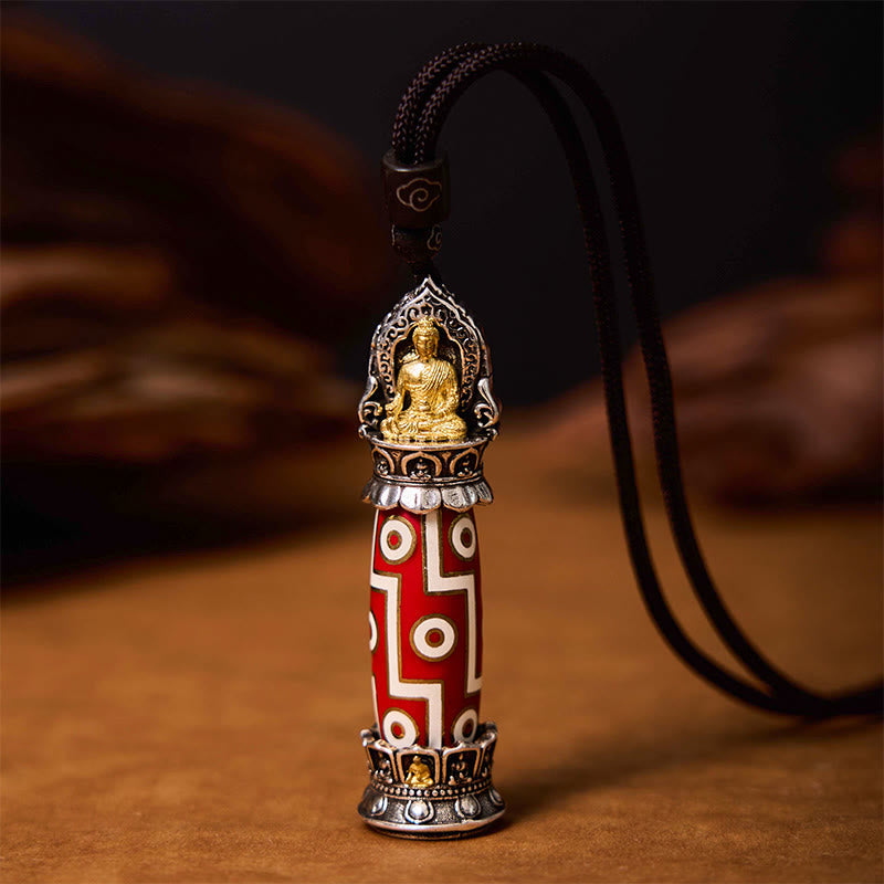 Pendentif de collier de protection perle Dzi à neuf yeux de médecine bouddhiste tibétaine Foviel