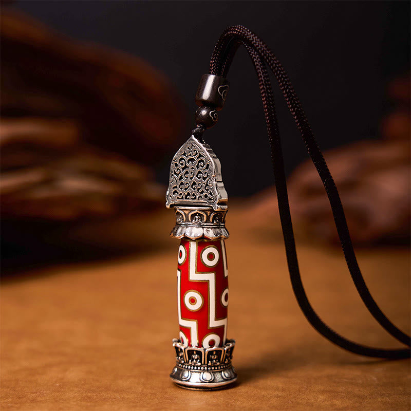 Pendentif de collier de protection perle Dzi à neuf yeux de médecine bouddhiste tibétaine Foviel