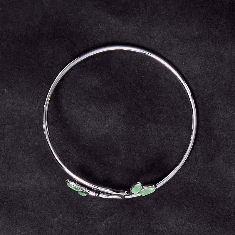 Foviel Leaf Pattern Cat Eye Support Cuff Bracelet Bangle