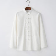 Foviel Tang Frog-Button Long Sleeve Shirt Cotton Men's Clothing